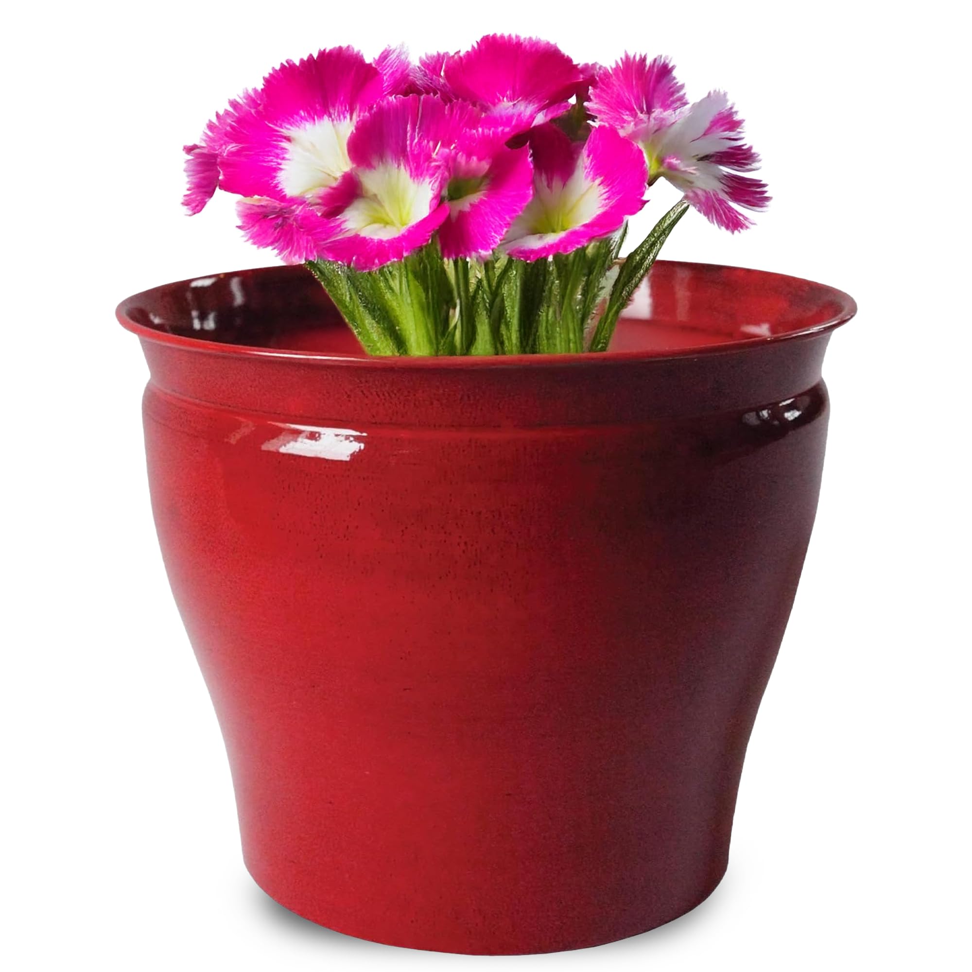 - Robert Allen Home & Garden MPT01596 Avery Classic Ironstone Metal Planter Flower Pot, 6 inch, Autumn Blaze
