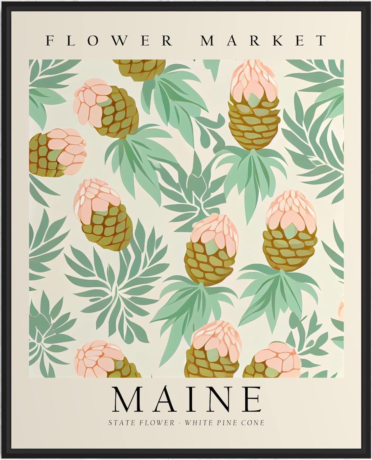 Maine Art Print, Maine Poster Wall art Decor, Maine State Map Travel Poster, Home