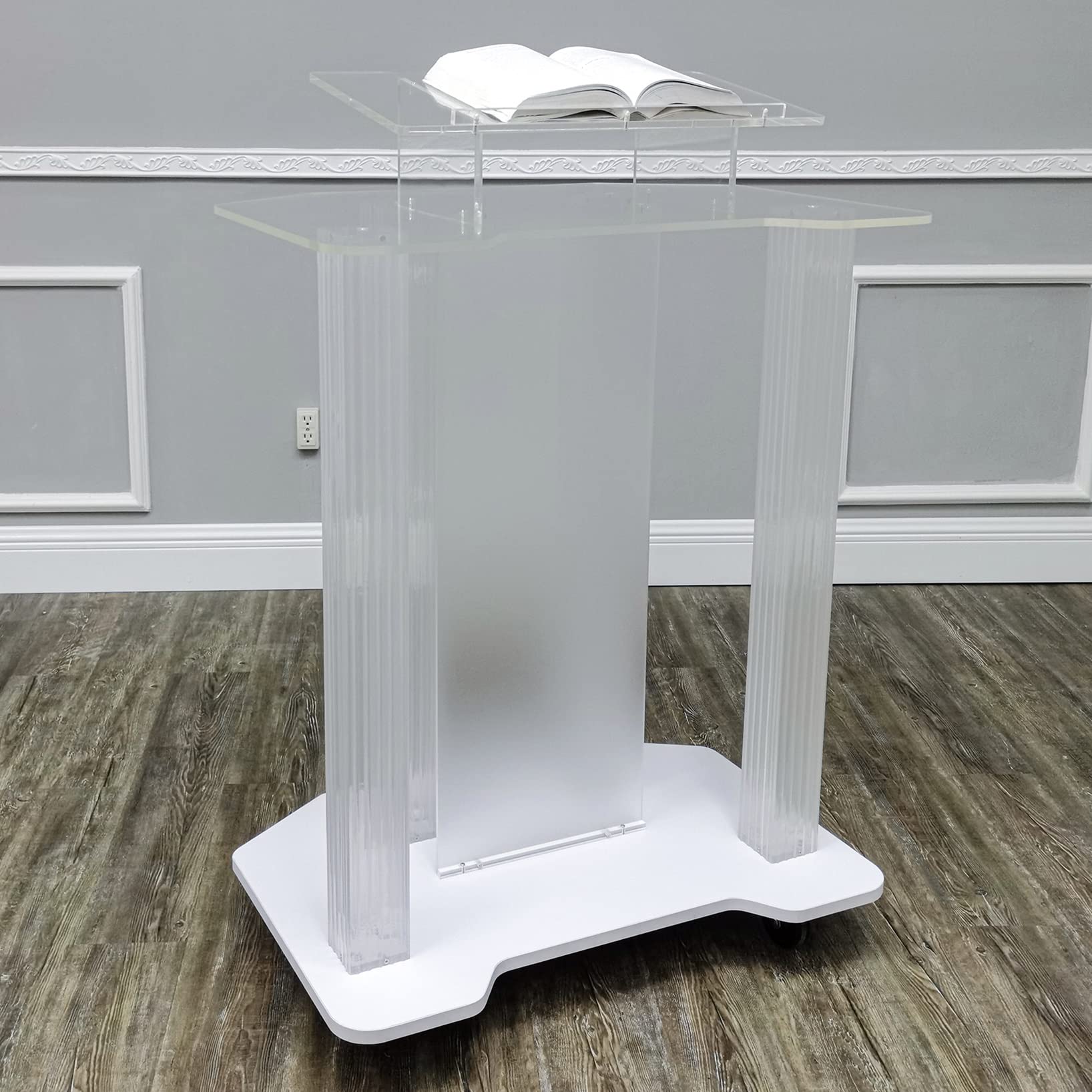 Buy Podium Acrylic Lectern Pulpit Podium with Casters, Mobile s for