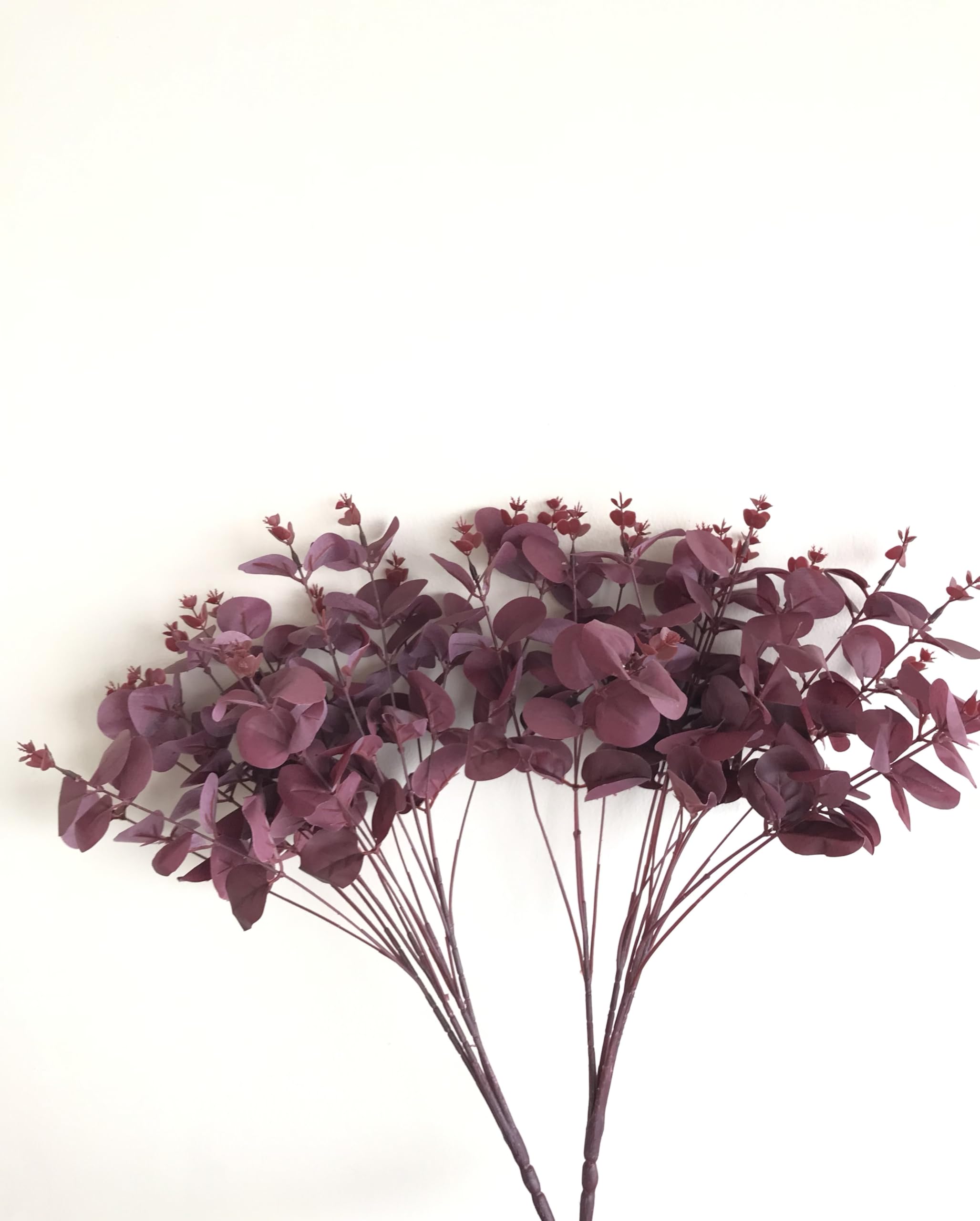 Floral Decor Artificial Eucalyptus Stems, Burgundy, 2-Piece Floral Arrangement, Decorative Faux Leaves-image-25