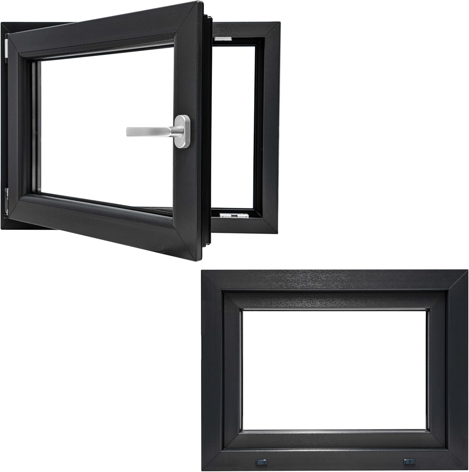 Framex Kellerfenster 90x50cm Anthrazit - Festverglasung Kunststofffenster Für Gartenhaus & Garage