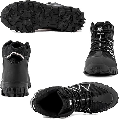 Miniatura 5 de SUADEX Botas con punta de acero para hombres, botas de seguridad para hombres, botas de trabajo con punta de compuesto para hombres, botas de