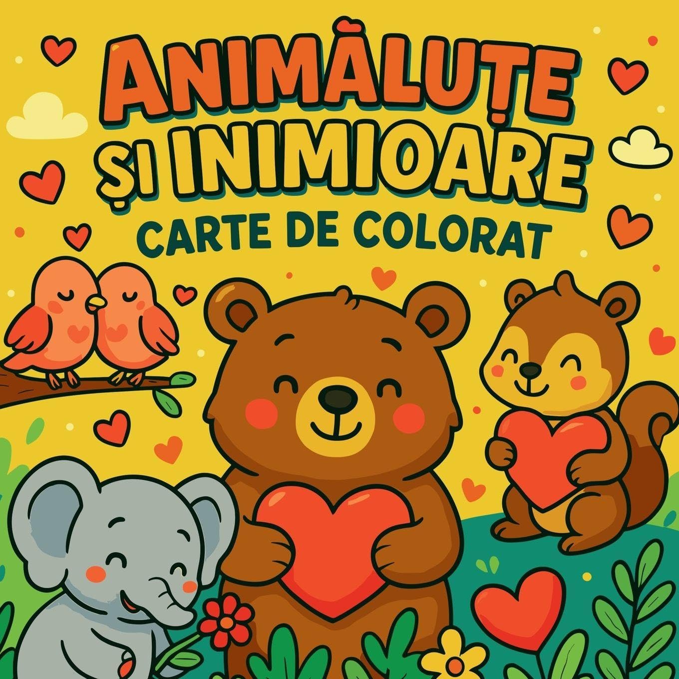 Animăluțe și Inimioare - Carte de Colorat