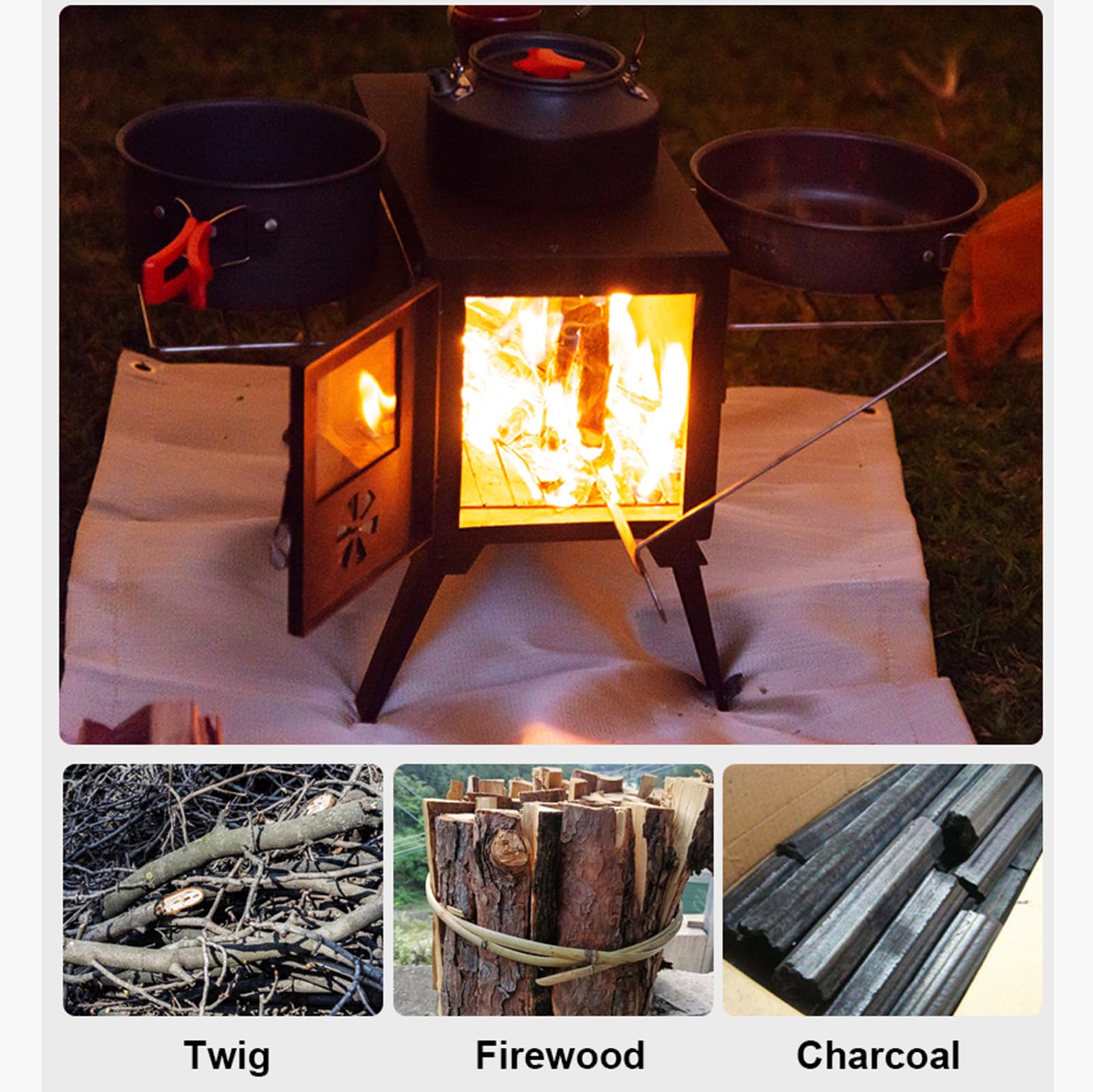 Portable Wood Burning Stove, Tent Camping Stove, Small Wood Stove