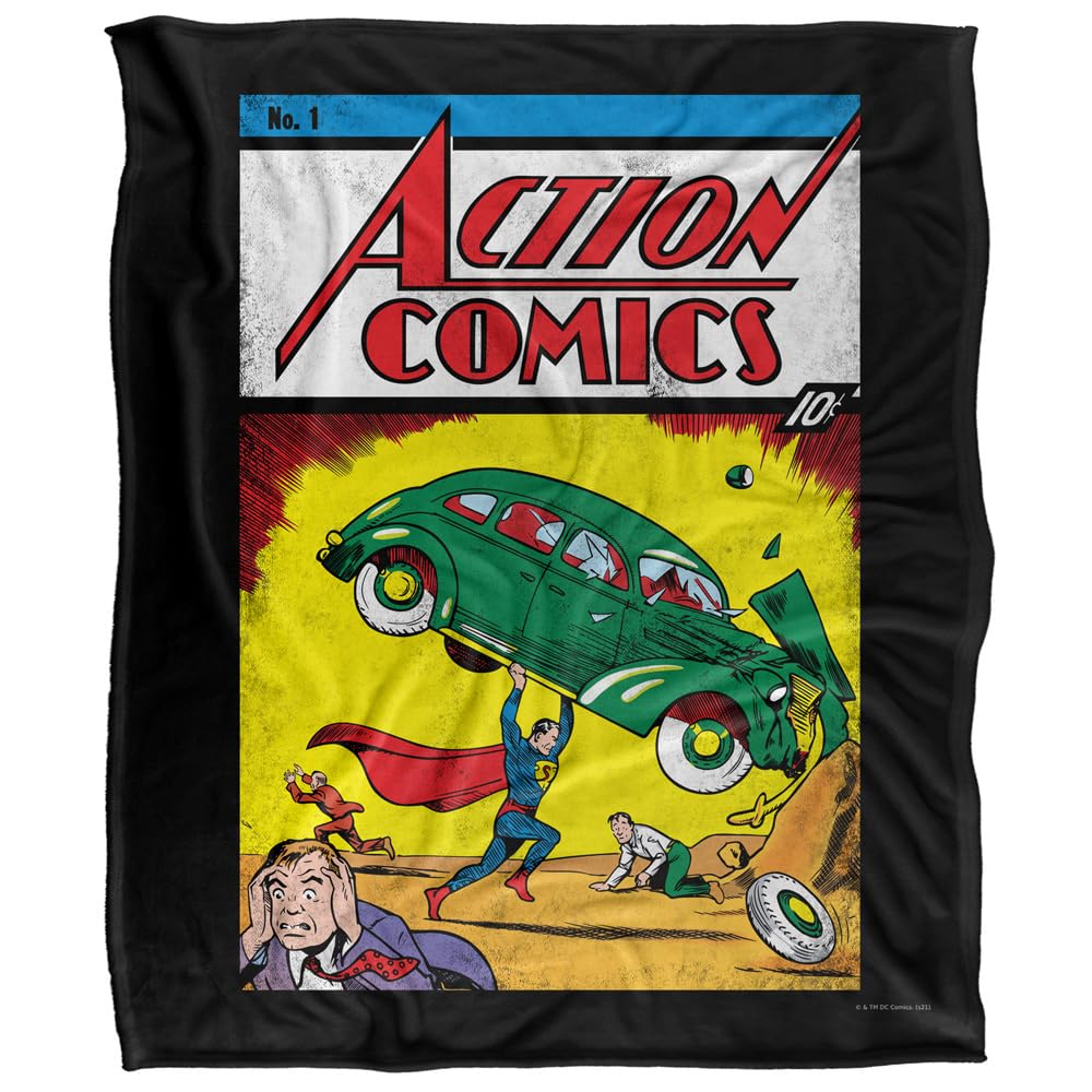 Superman Action No. 1 Silky Touch Super Soft Throw Blanket 152 X 127 cm, White