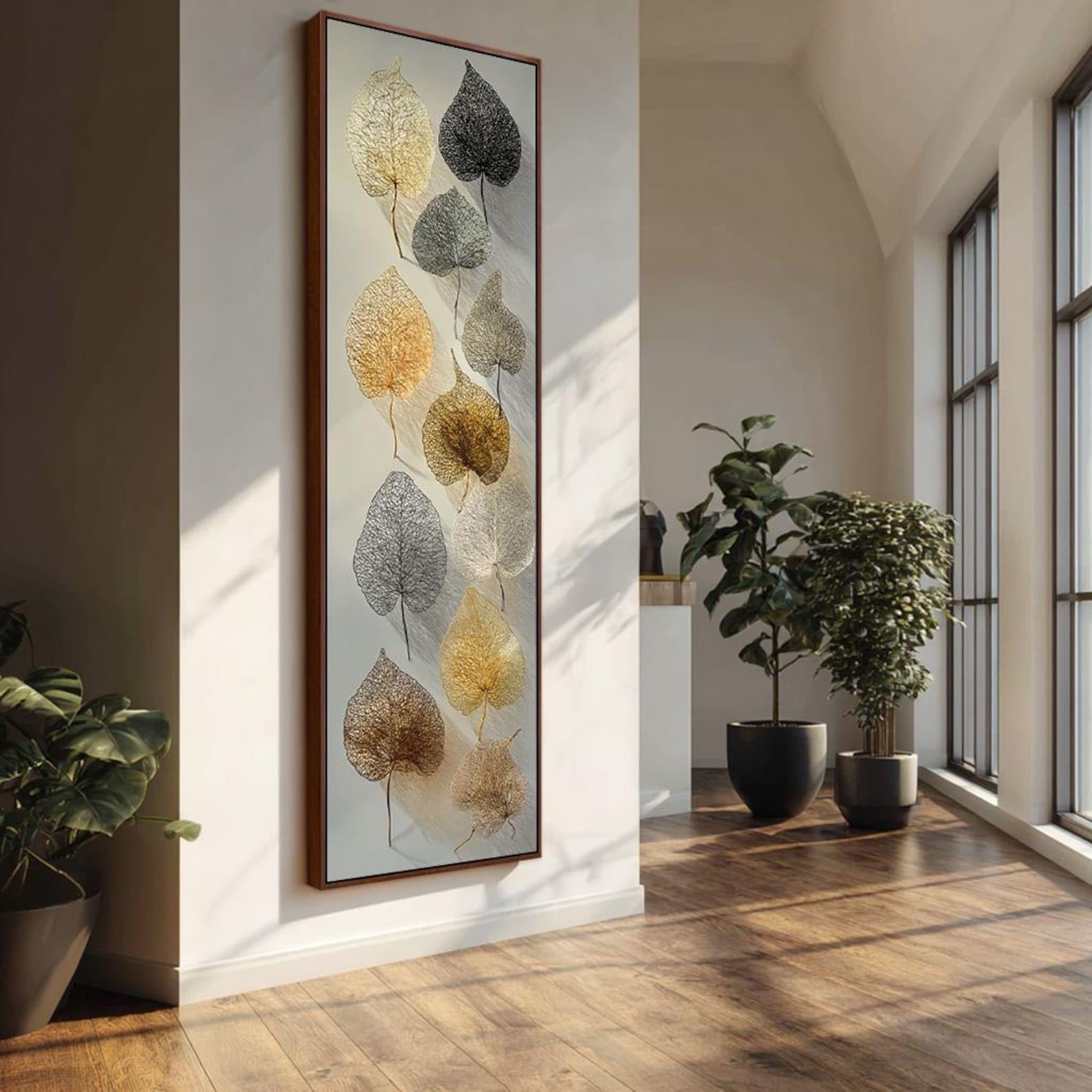 XINBAO Tall and Thin Canvas Wall Art, Long Narrow Art Set, Vertical Wall Decor, Abstract Poster, Contemporary Botanical Art(55x110cm/Frameless)