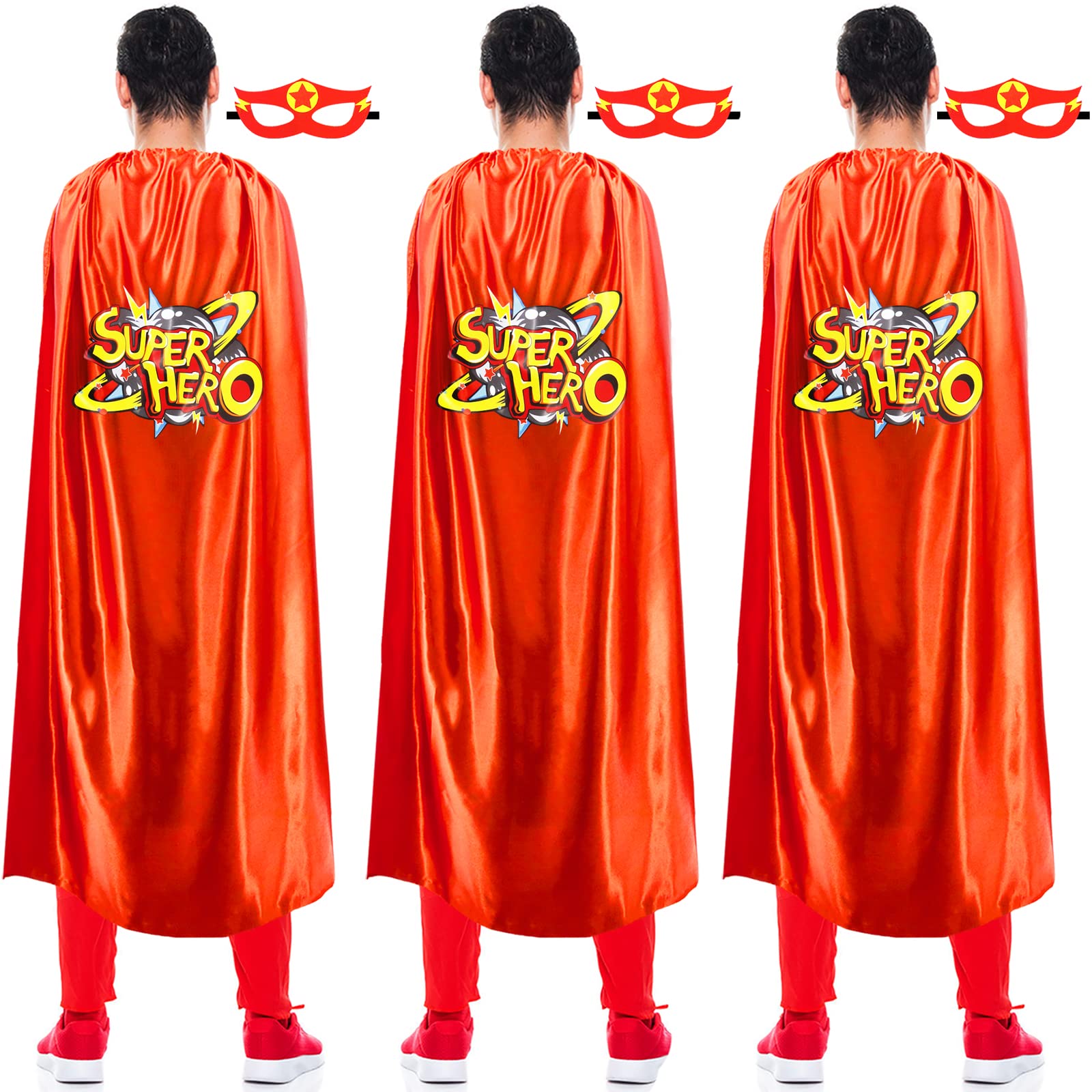 iROLEWIN Superhero-Capes and Masks for Adults Superhero-Costumes as Women Men Halloween Dress-Up Family Party Favors Gifts