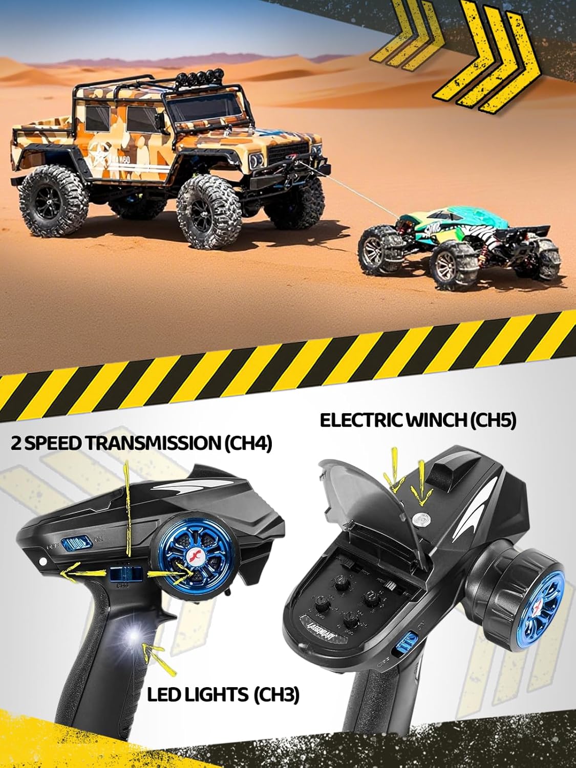 1/8 Scale Fast RC Cars for Adults，Max 10 mph Electric Off-Road Monster Truck,Waterproof RC Car 4WD Remote Control Car with 3S Lipo 30+ Min Play, All Terrain