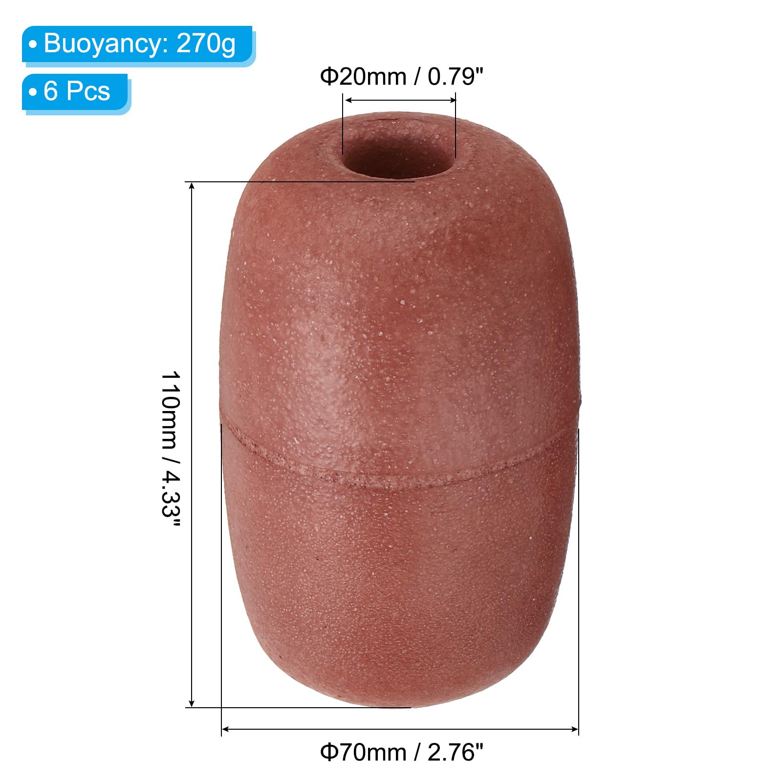 PATIKIL 4,33" x 2,76" Boe Galleggianti per Corda, 6pz 270g Galleggianti per Acque Profonde Boa Galleggiante in Corda per Segnalatori Sentieri Galleggianti Barche Kayak Piscina, Rosso