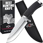 Hunting Knife with Sheath Survival Knives for Men - Best Tactical Camping Hunting Hiking Knife - Bushcraft Field Gear Accessories Tool - Fixed Blade Sharp Knofe with Rubber Handle for Men 148109