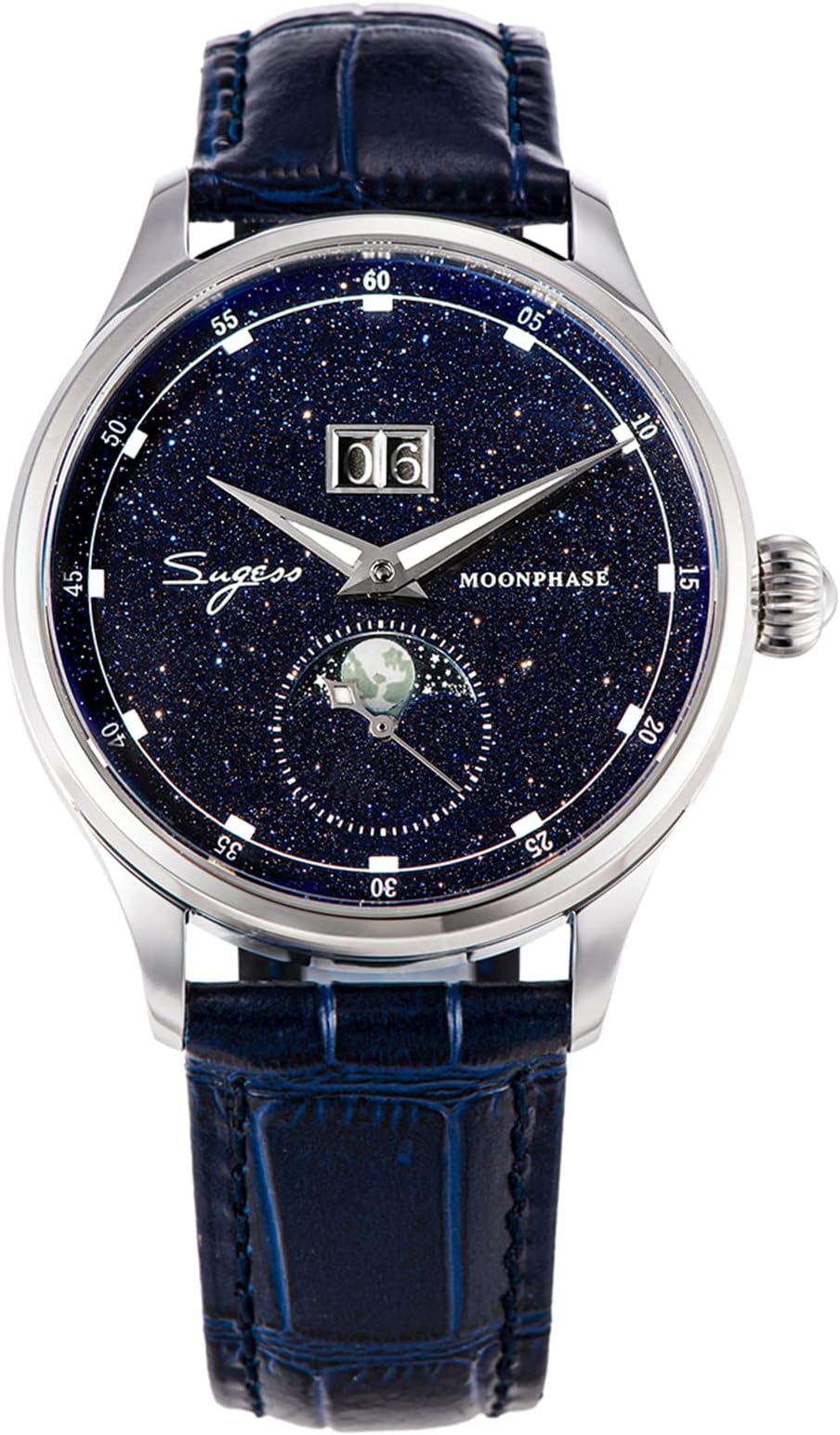 SugessSeagull Sugess ST2528 Automatic Moon Phase Sapphire Blue Goldstone Dial 1963 V3