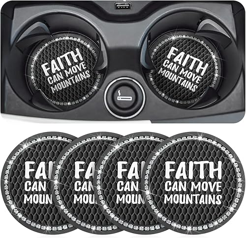 AUCELI Paquete de 4 posavasos brillantes para automóvil, 2.75 pulgadas, antideslizantes, a prueba de golpes, portavasos de silicona con diamantes de