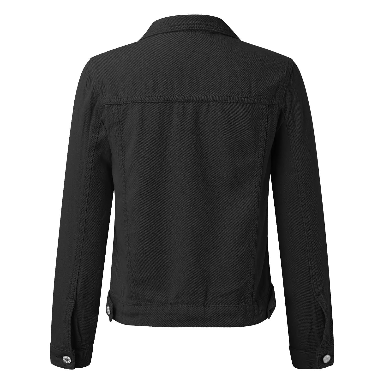 Veste en jean basique en coton denim uni avec poches à boutons pour femme