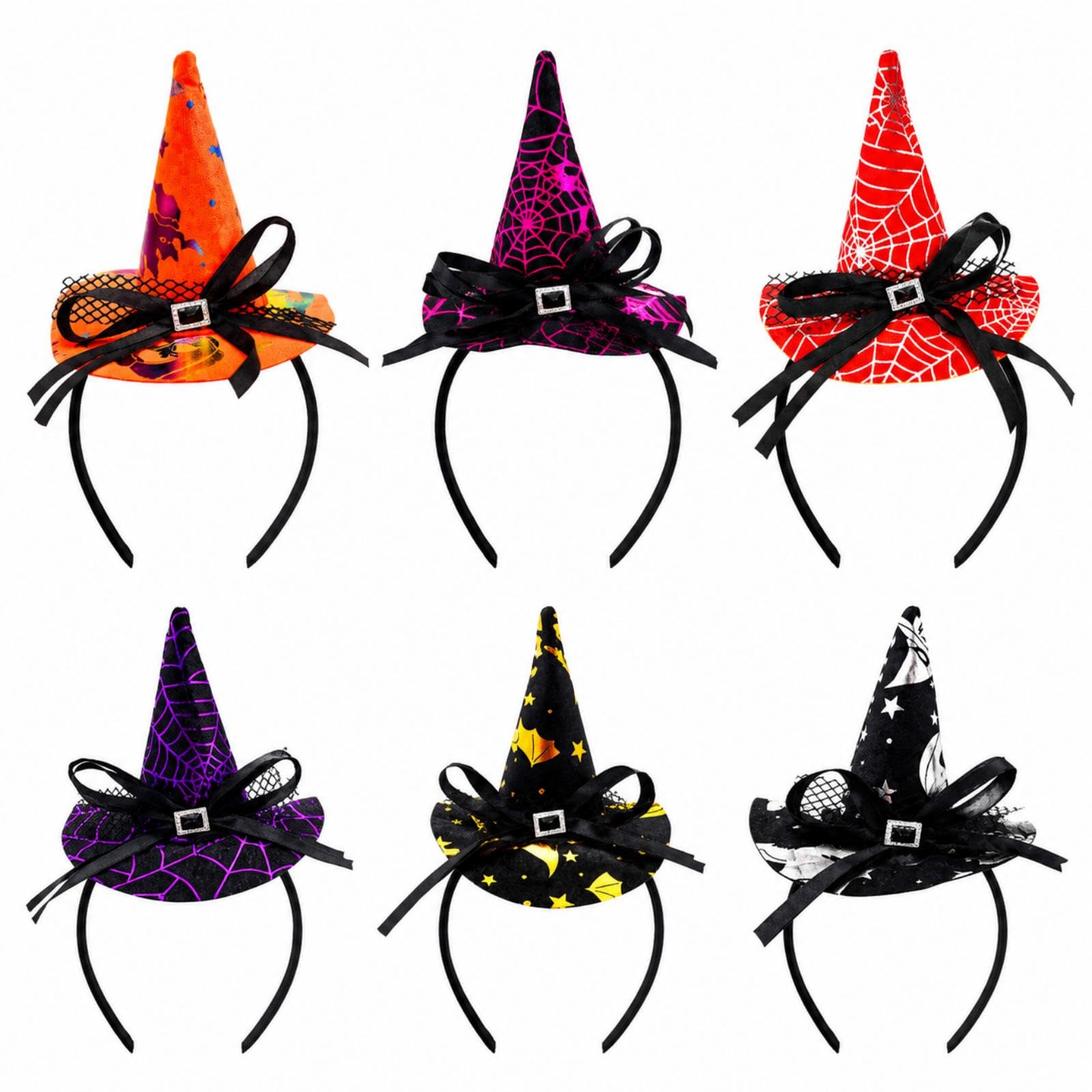 Halloween Witch Hat Headband, 6 Pcs Witches Hat Headband Halloween Supplies