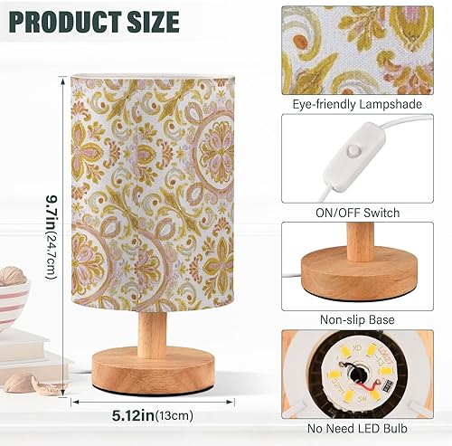 Miniatura 3 de Bohemia retro moda flor Paisley oro melocotón pequeñas lámparas de mesa Led luz de noche para lámpara de vela para escritorio con pantalla lampara
