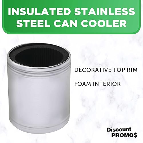 Miniatura 3 de Juego de 10 enfriadores de latas de acero inoxidable, paquete a granel, ideal para cerveza, refrescos, otras bebidas, color plateado