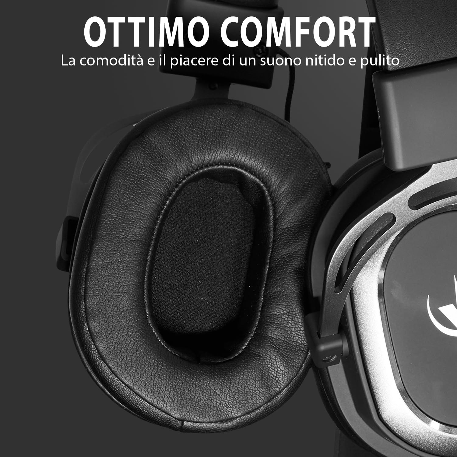 SPYCO - Cuffie Gaming Impulse HE-122, Audio 7.1 Surround, Driver 50 mm, Microfono Omnidirezionale, Compatibili con PC, Mac, Xbox One, PS4, Switch, Nero e Argento