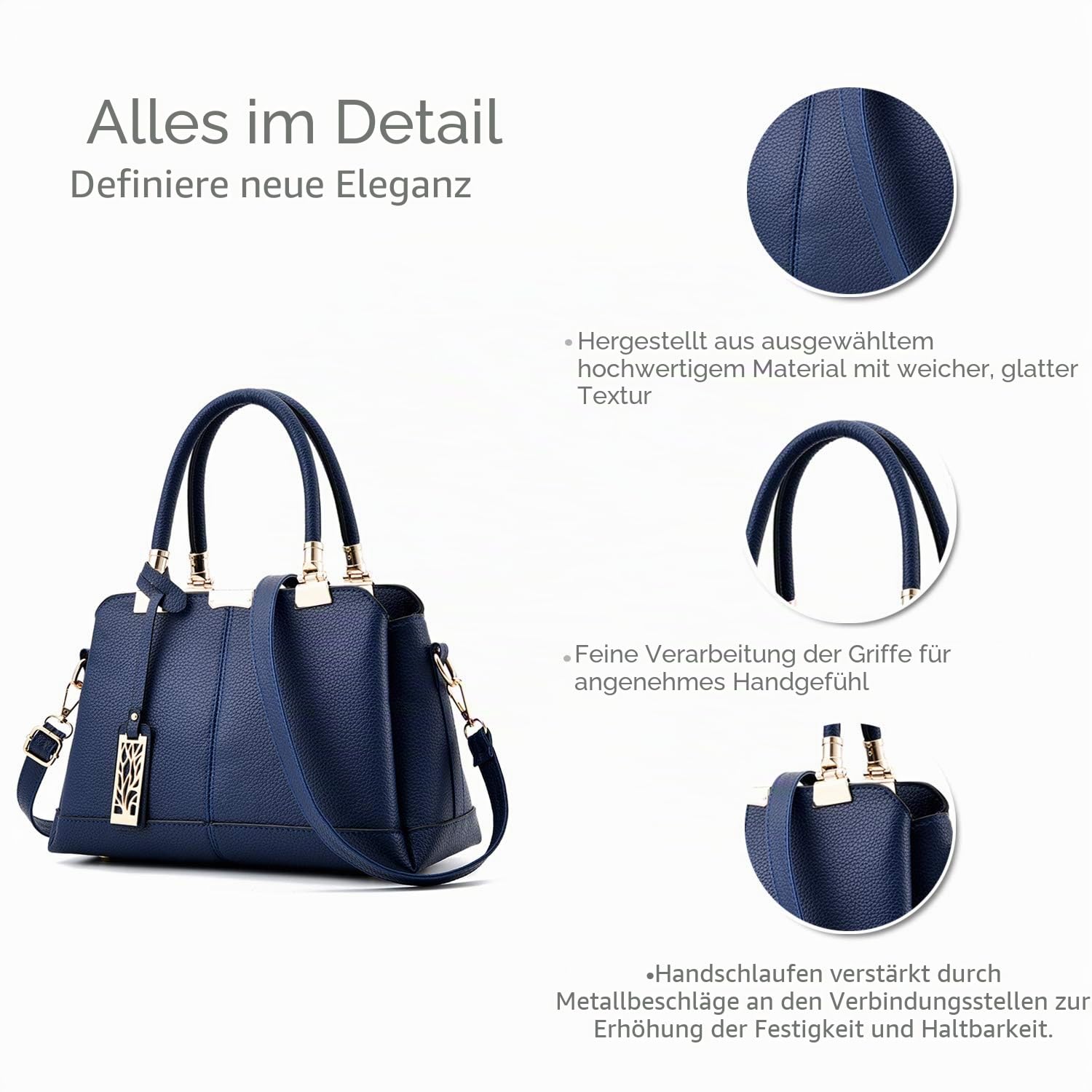 NICOLE & DORIS Damen Handtaschen Elegante Damen Tasche Designe Frauen Umhängetasche PU Weiche Ledertasche Tote Bag Mit Anhänger