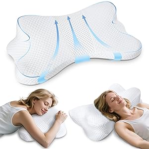 SAHEYER Almohada Cervicales y Cuello Antironquidos, Almohada para Dormir de Lado Cervical Ergonómica para Aliviar la Presión en Hombros y Cuello, con Funda Lavable a Máquina OEKO-TEX STANDARD 100