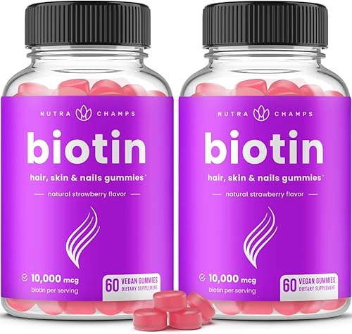 Miniatura 6 de Gomitas de Biotin 10 000 mcg la máxima potencia para cabello saludable piel y uñas para adultos y niños  5000 mcg en cada gomita Vitamina  Vegana