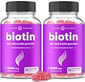 NutraChamps (2 Pack) Biotin Gummies 10,000mcg [High Potency] for Healthy Hair, Skin & Nails for Adults & Kids - 5000mcg in Each Gummy Vitamin - Vegan, Non-GMO, Pectin-Based Hair Health Supplement
