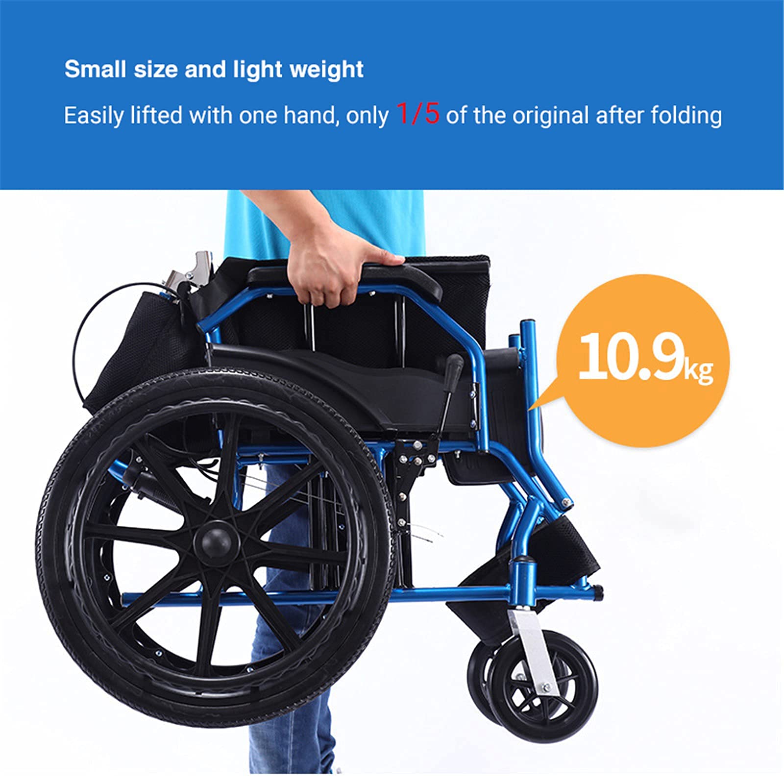 Sillas de ruedas Sillas de ruedas plegables, sillas de ruedas autopropulsadas Silla de ruedas de tránsito plegable de aluminio súper liviana con asiento extra ancho de 20 pulgadas, scooter de movili