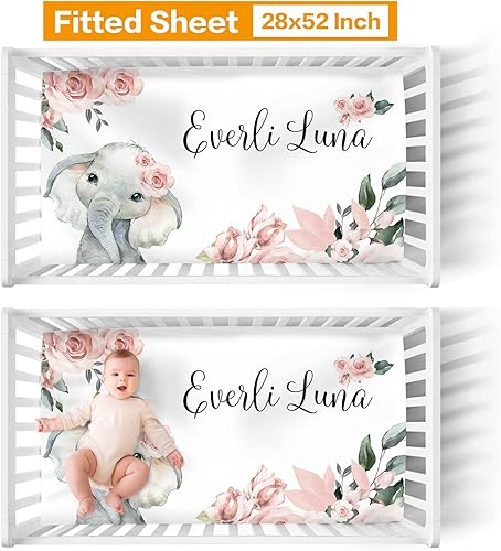 Miniatura 2 de Duckbe Juego de ropa de cama personalizado para cuna de bebé, juego de ropa de cama para cuna de bebé niña con nombre personalizado, manta de