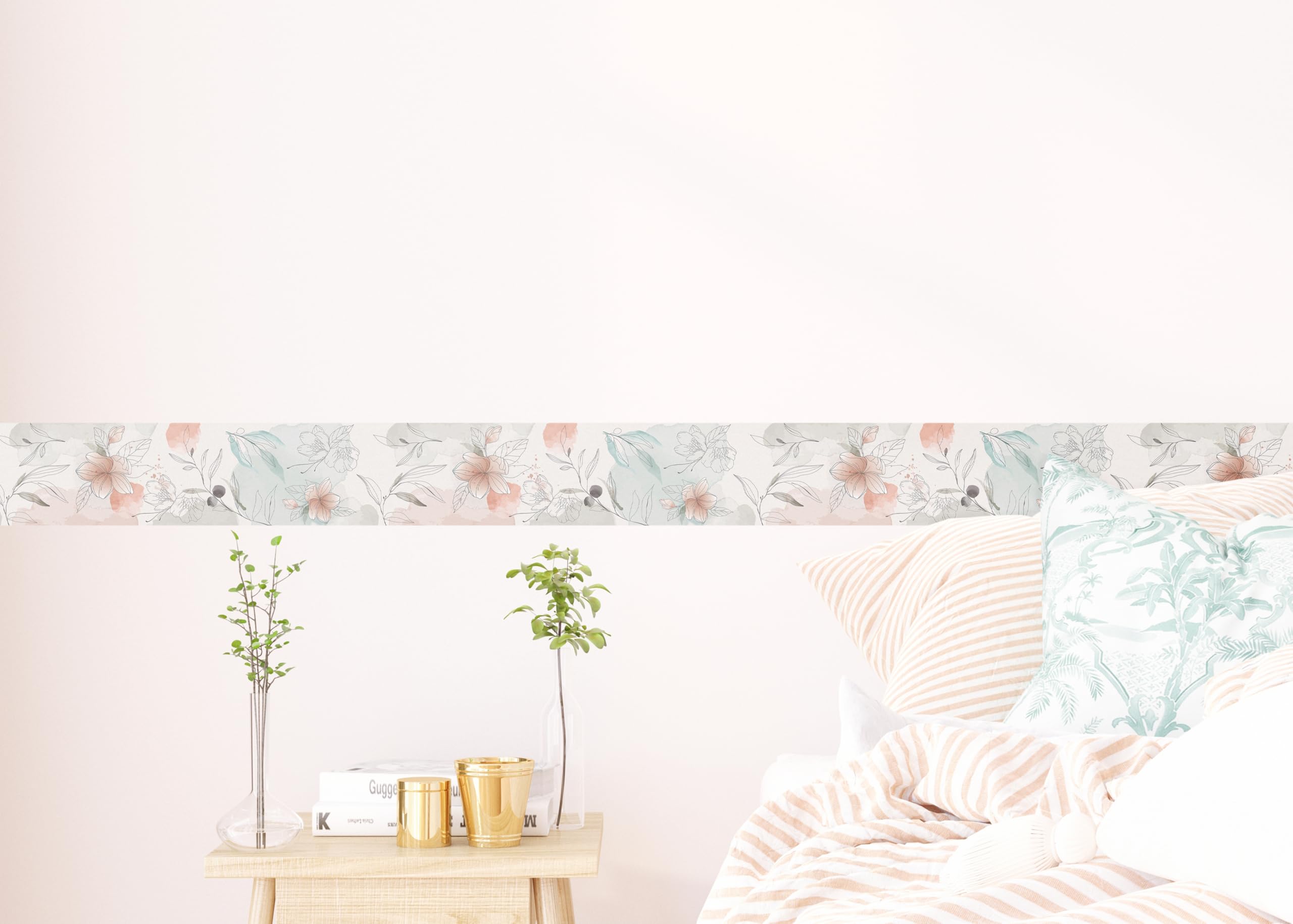 AG Design Selbstklebende Bordüre Blumen 500cm - Wanddekoration Für Möbel & Tapeten