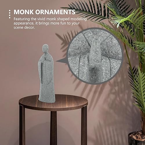 Miniatura 2 de Angoily 2 piezas de baratijas de monje al aire libre, decoración de habitación, decoración de miniture, adorno de monje de Buda, escultura de monje,