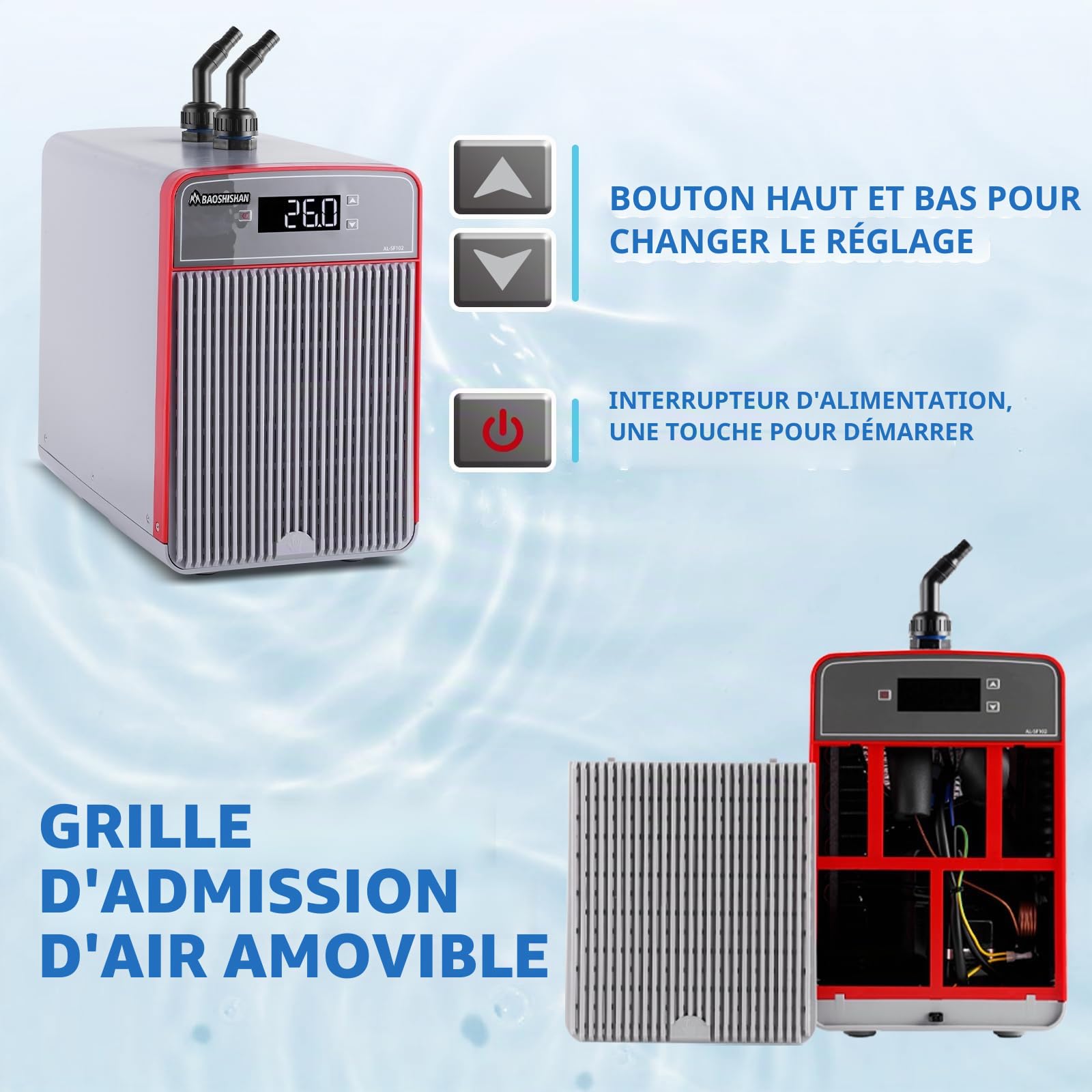BAOSHISHAN Refroidisseur d'aquarium 160 L 220V | pour hydroponie, plantes aquatiques, méduses, crevettes, crevettes crystal