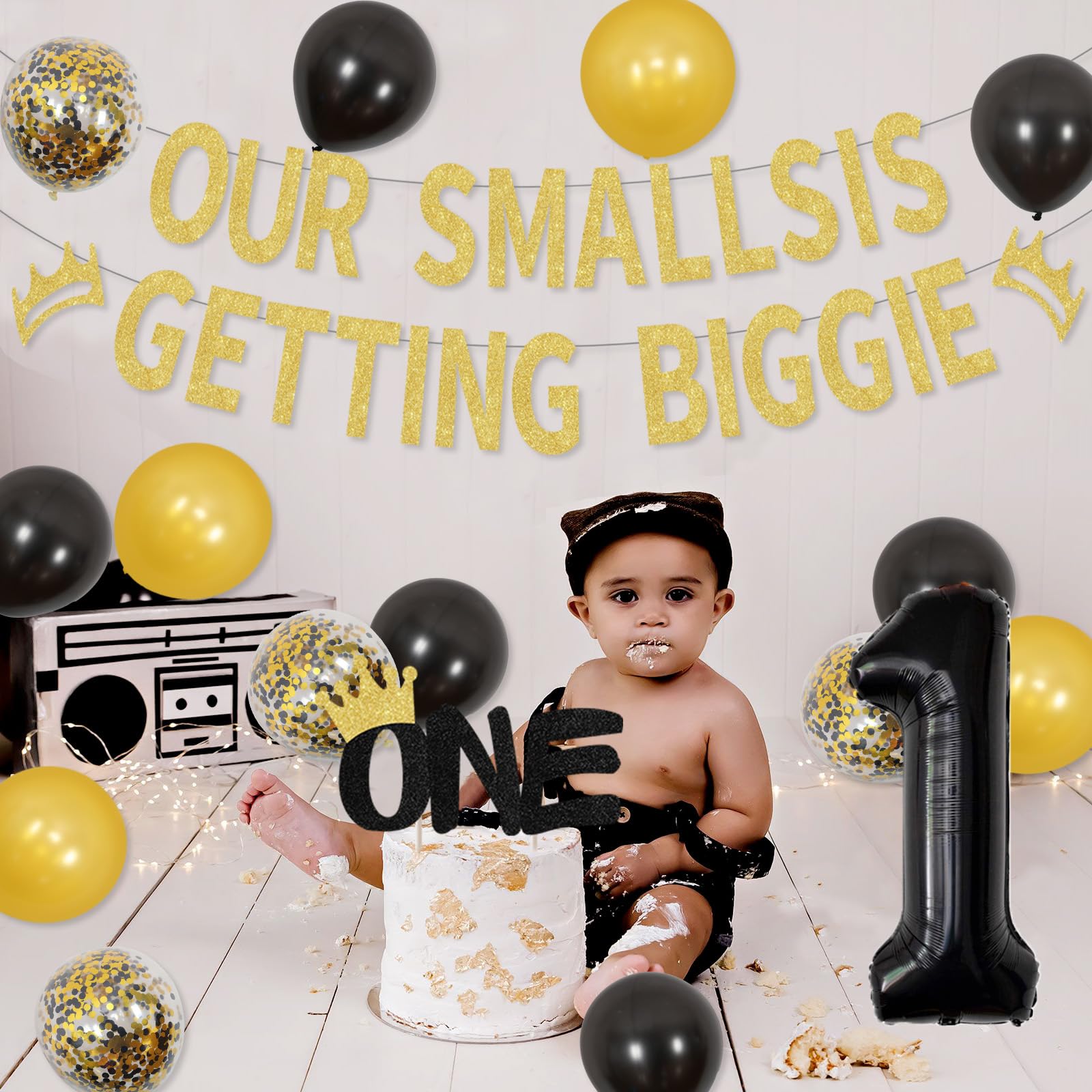 Mocsicka "The Big ONE" Backdrop - 7x5ft Hip Hop 1st Birthday Party Decor, Photo Studio Vinyl Background