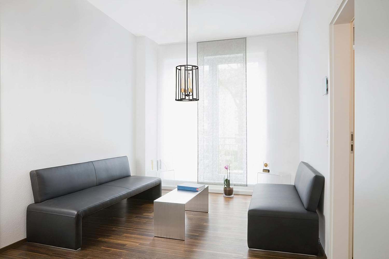 Bronze 4-Light Glass Foyer Pendant with LED Option