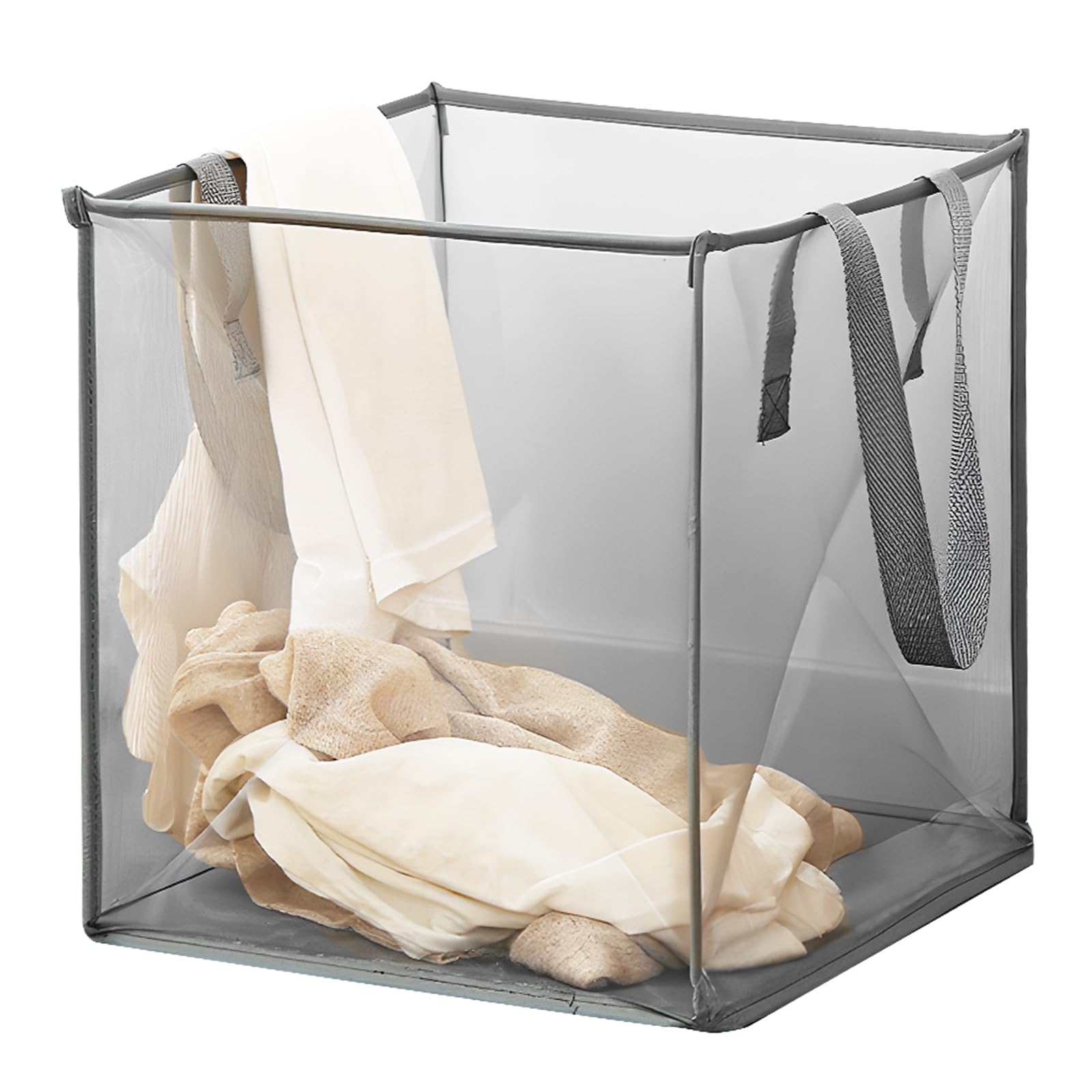 Mesh Pop Up Laundry Basket with Handles, 36L Foldable Laundry Basket, Portable Collapsible Laundry Hamper, Washing Baskets for Laundry, Durable & Easy to Clean, Organizer for Laundry Room Clothes Toys