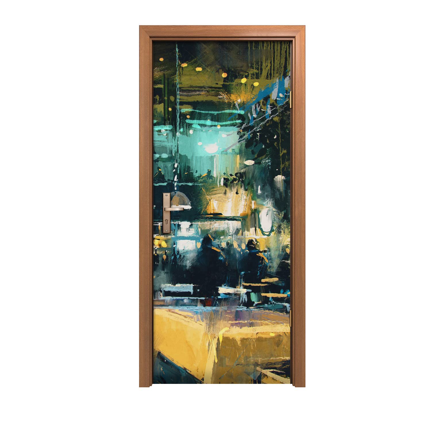Murale autocollant de porte 90x200cm design ville et décoration d'intérieur