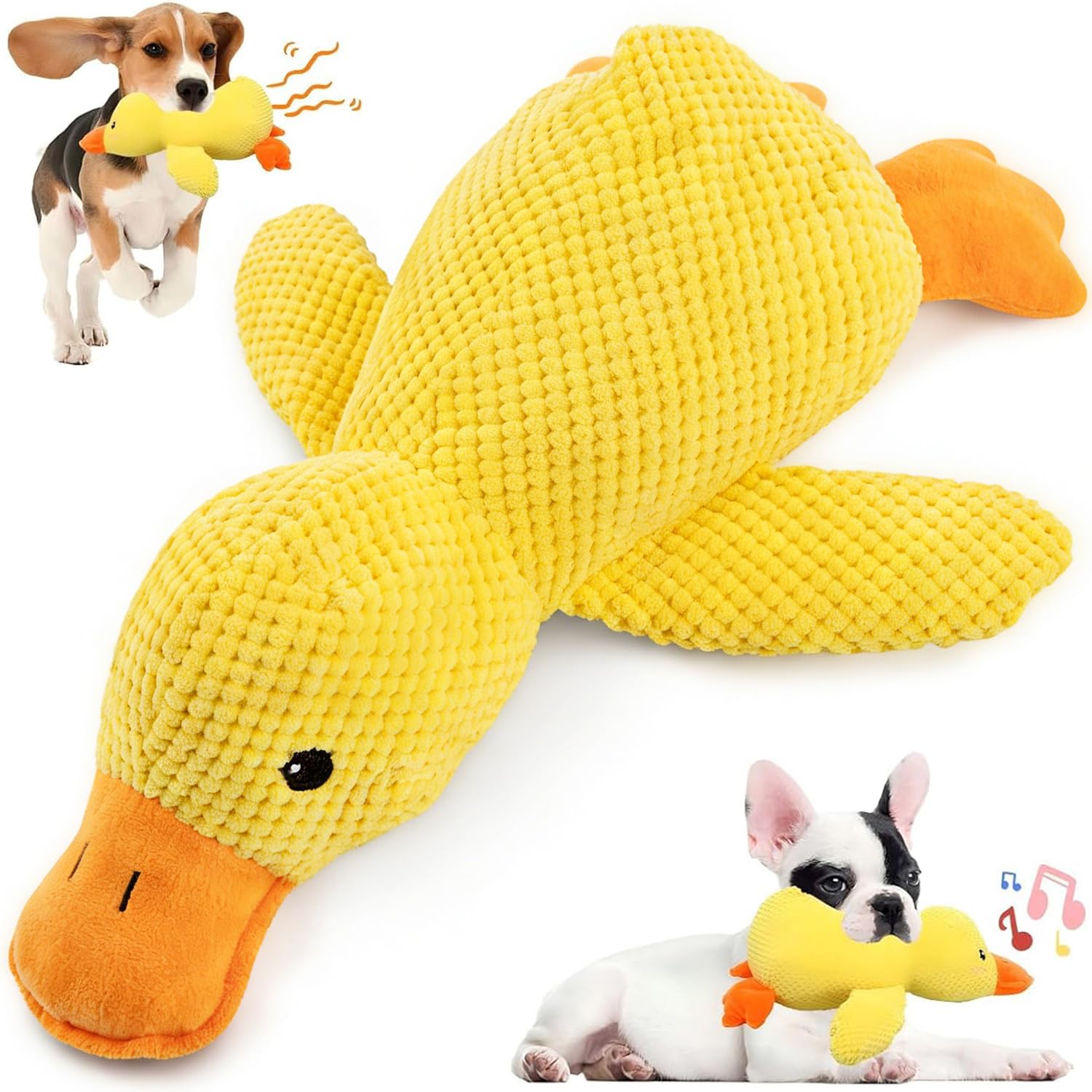 MIFKLMV Anti-stress Duck Dog, Duck Squeaky Dog Toys, Plush Chew Toy for Dogs, Soft Puppy Toy for Small Medium Large Dogs, 32x28 cm