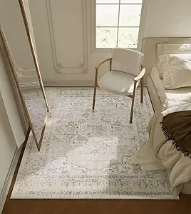 4x6 Washable Area Rugs for Bedroom: Entry Throw Rug Stain Resistant Boho Rug Non Slip Low Pile Small Carpet for Bedroom Kitchen Entryway Living Room Bedside Office Dorm Kids Room Entrance