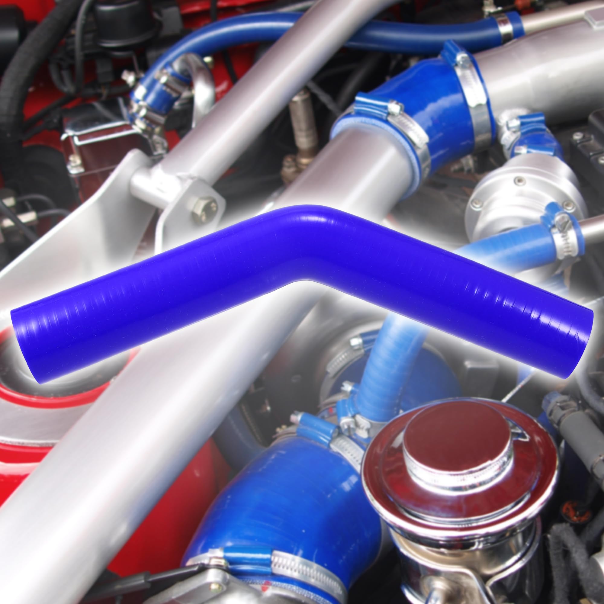 A ABSOPRO Manguera De Silicona 32Mm 45° Para Intercooler Turbo 1Pc | Color Azul, Interior 32Mm/1.26", Exterior 42Mm/1.65", Grosor 5Mm, Longitud 150Mm, Temp -60~300°C, Universal
