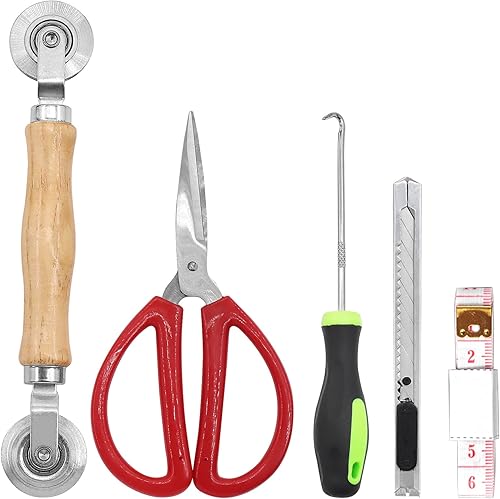 Kit de reemplazo de puerta de ventana de 5 piezas con estrías estándar, rodillo, tijeras, gancho, regla y cortador para reparación de pantalla de
