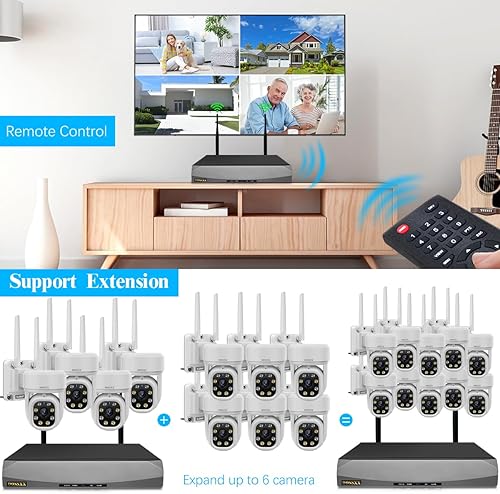 Miniatura 6 de (Seguimiento automático y audio de 2 vías) WiFi PTZ Sistema de cámaras de seguridad para exteriores Pan 5MP Sistema de cámaras inalámbricas de 10