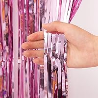 Vista 9 de 2 Pack 3.2x8.2ft Tinsel Foil Fringe Curtains, Streamers Backdrop Curtains with Adhesive, Photo Booth Background - Home Wall Window Decorations for