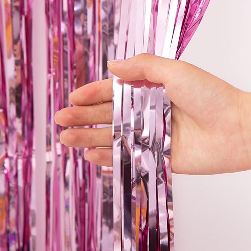 Miniatura 9 de Paquete de 4 cortinas de flecos de papel de oropel de 3.2 x 8.2 pies, cortinas de fondo con adhesivo, fondo de cabina de fotos, decoración de