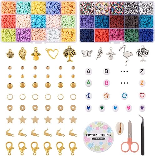 Miniatura 8 de Mega Pet Kit de fabricación de pulseras de 6 a 0.512 in de arcilla polimérica cuentas redondas de acrílico cuentas de acrílico estilo tibetano