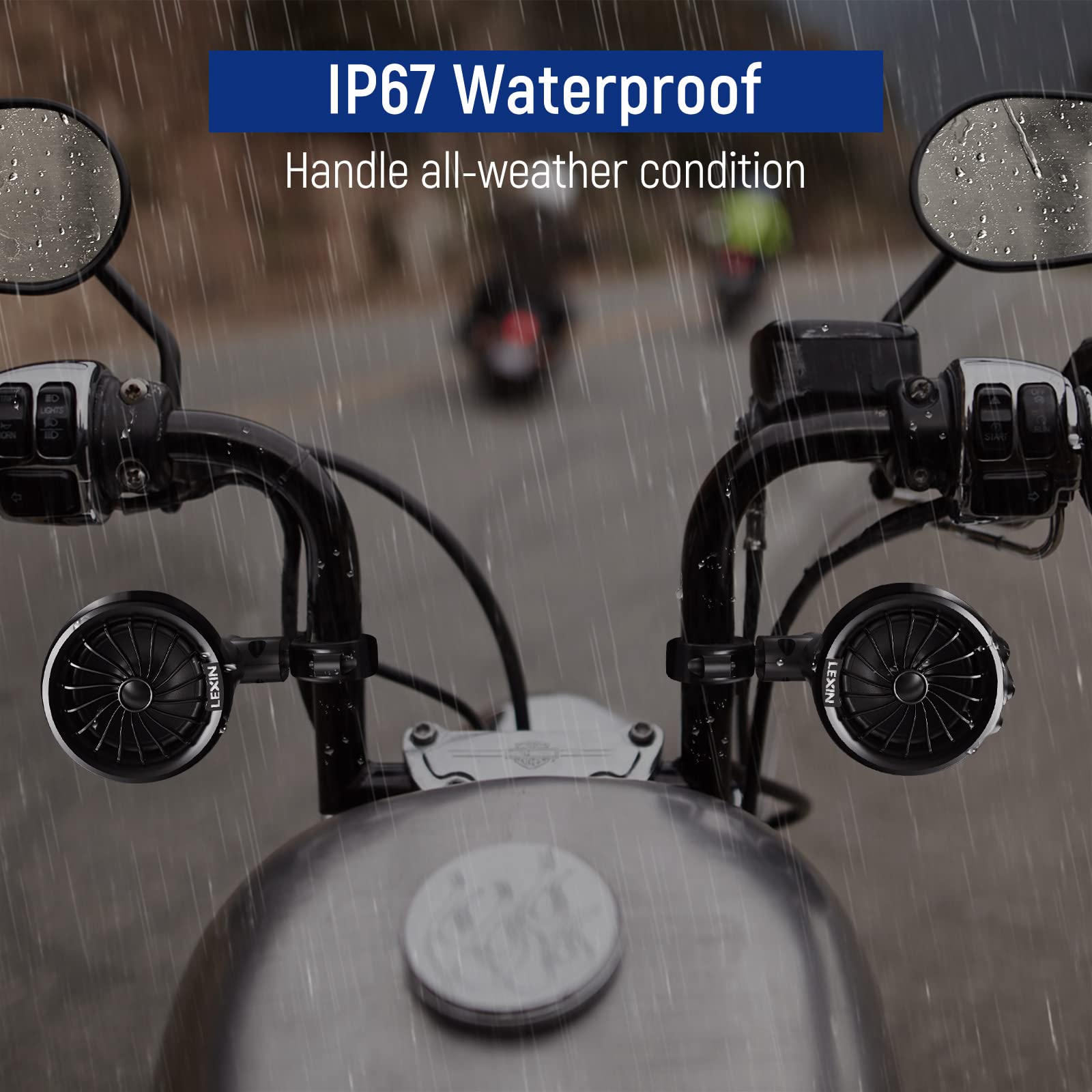 LEXIN Q3 Casse Bluetooth per Moto, impianto audio con indicatori LED, altoparlanti Bluetooth per moto, impianto altoparlanti moto adatto per manubri da 7/8" a 1-1/4"