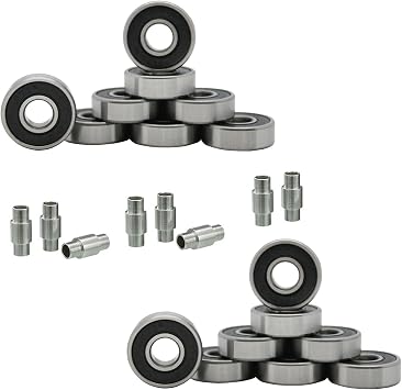 Hockey Bearings ABEC 9, 7, 5 Inline Roller Speed Package 16 Bearings and 8 Spacers Kit ABEC 5 - Black