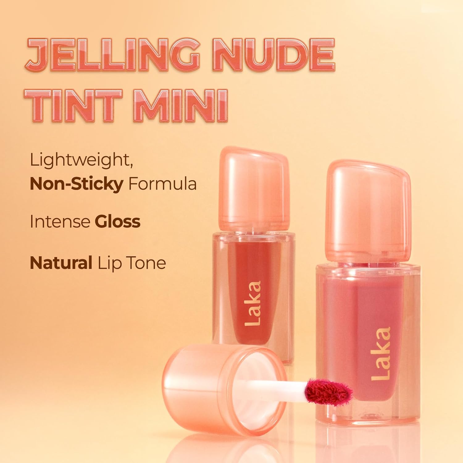 Laka Jelling Nude Gloss Mini, 1.9g/0.07oz, Sheer Hydrating Lip Oil with No Stain, Non-Sticky, Nourishing Gloss for a Glowy Look, K-Beauty (#314 Blushring) - Image 3