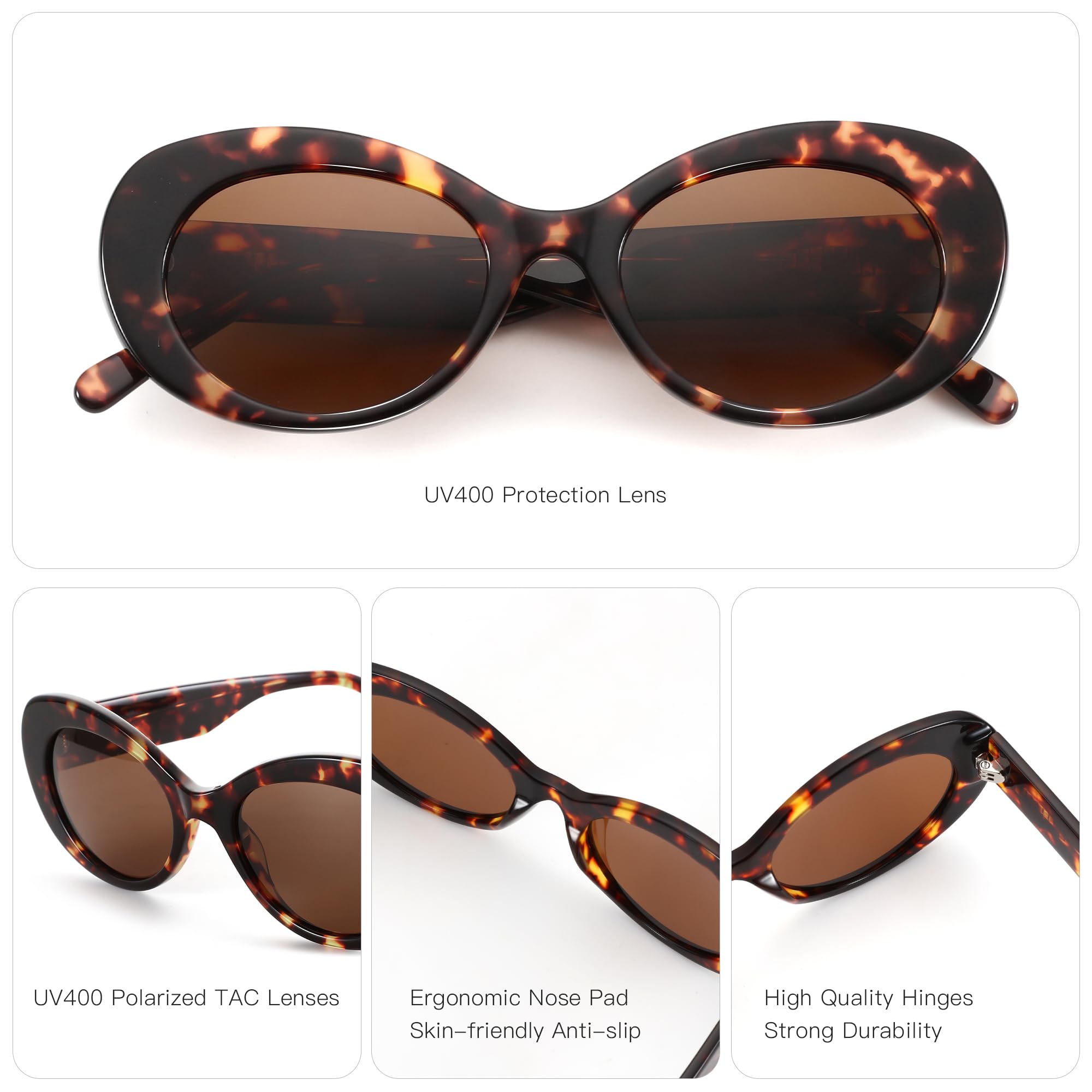 ZENOTTIC Occhiali da Sole Polarizzati Donna Ovali: Occhiali Trendy per Donne - Occhiali da Sole Retro Classici con Protezione UV400