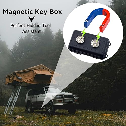 Miniatura 6 de Riomh 2 llaveros magnéticos ocultos debajo del automóvil, caja de llaves con imán fuerte para almacenamiento de llaves en interiores, exteriores,