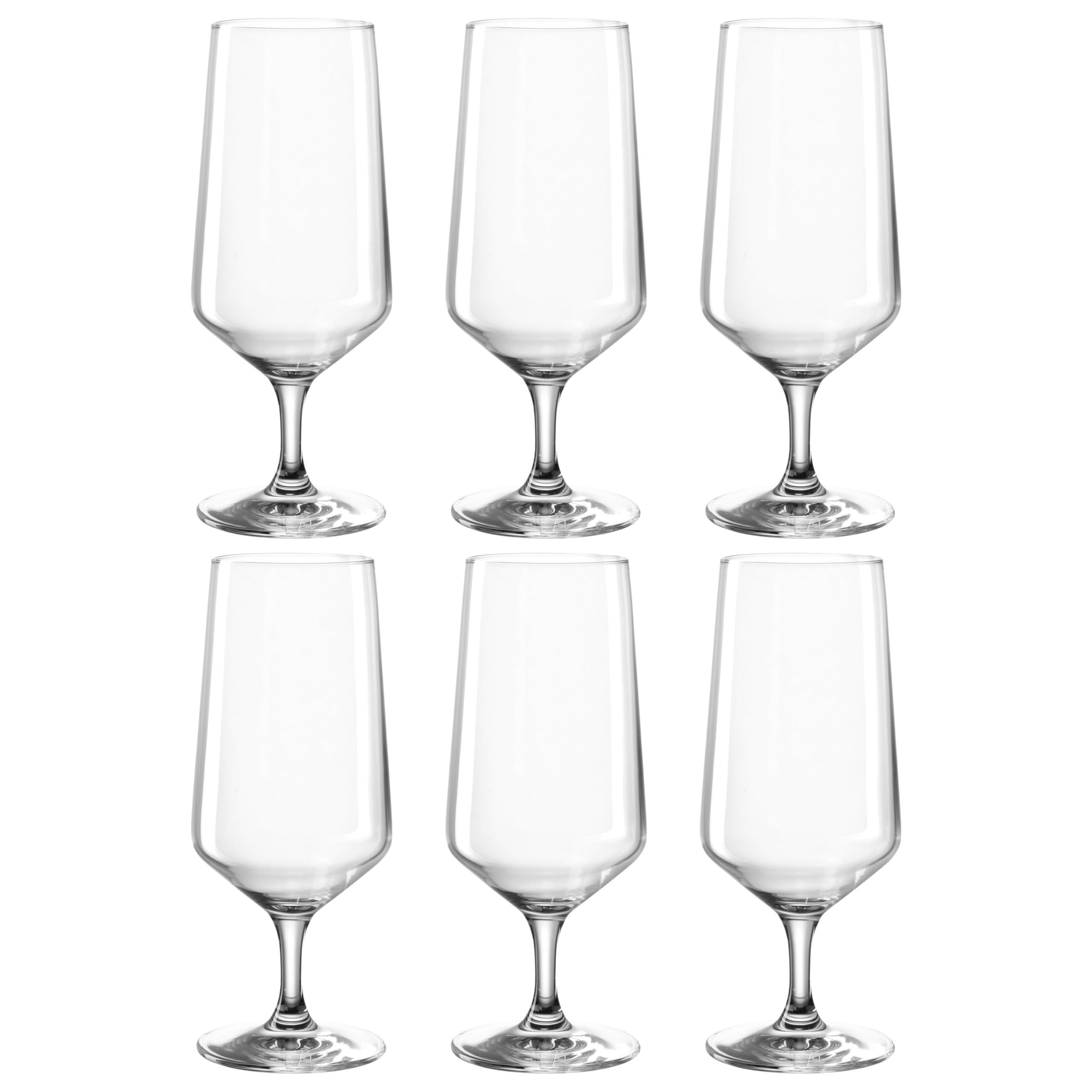 Leonardo Puccini Beer Glasses, Pilsner Glasses with Drawn Stem, Dishwasher Safe Beer Tulips, Set of 6, 410 ml, 069541