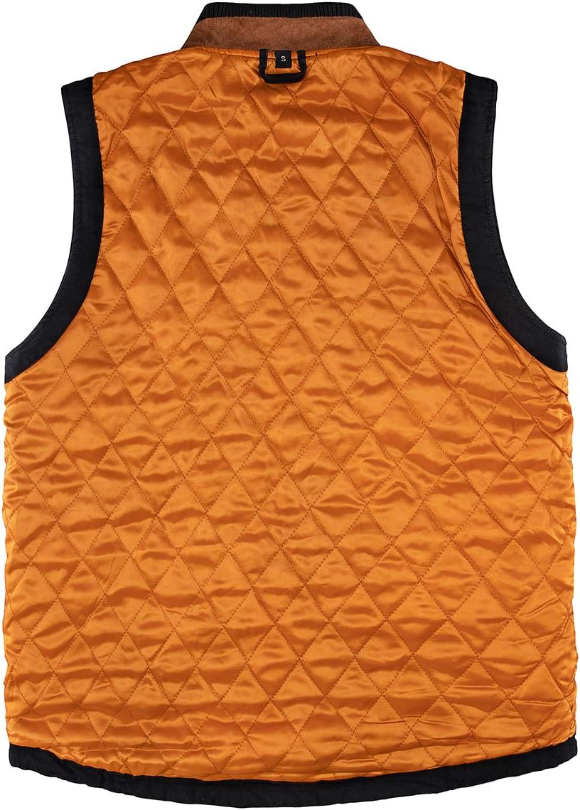 Lisskolo Men's Quilted Lined Vest Washed Canvas Winter Warm Outdoor Hunting Work Utility Travel Vest Jacket - Image 5