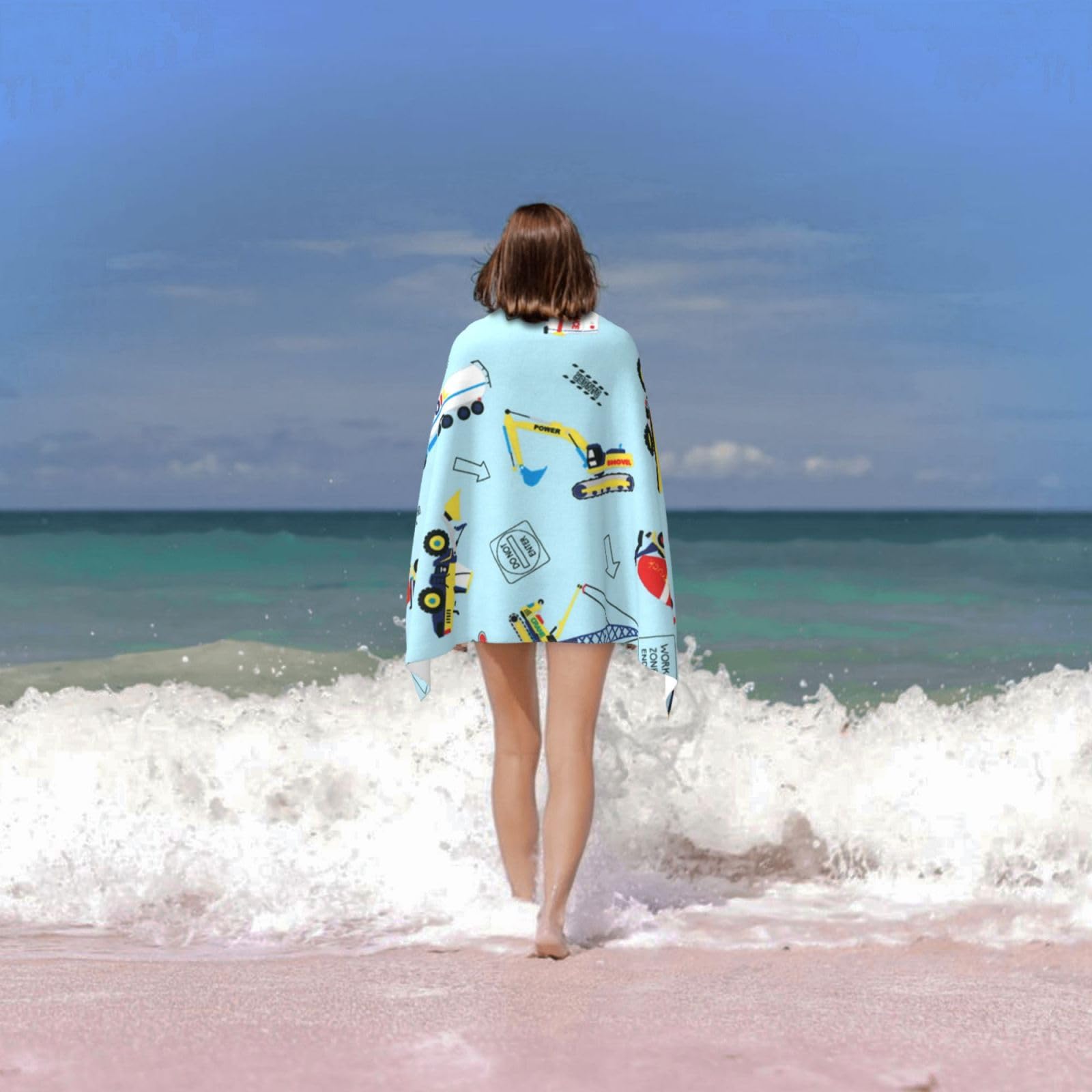 Amazon｜働く車柄（1） バスタオル ヘアタオル ビーチタオル スイム